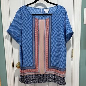 Liz Claiborne Woman Short Sleeve Blouse blue 2xl